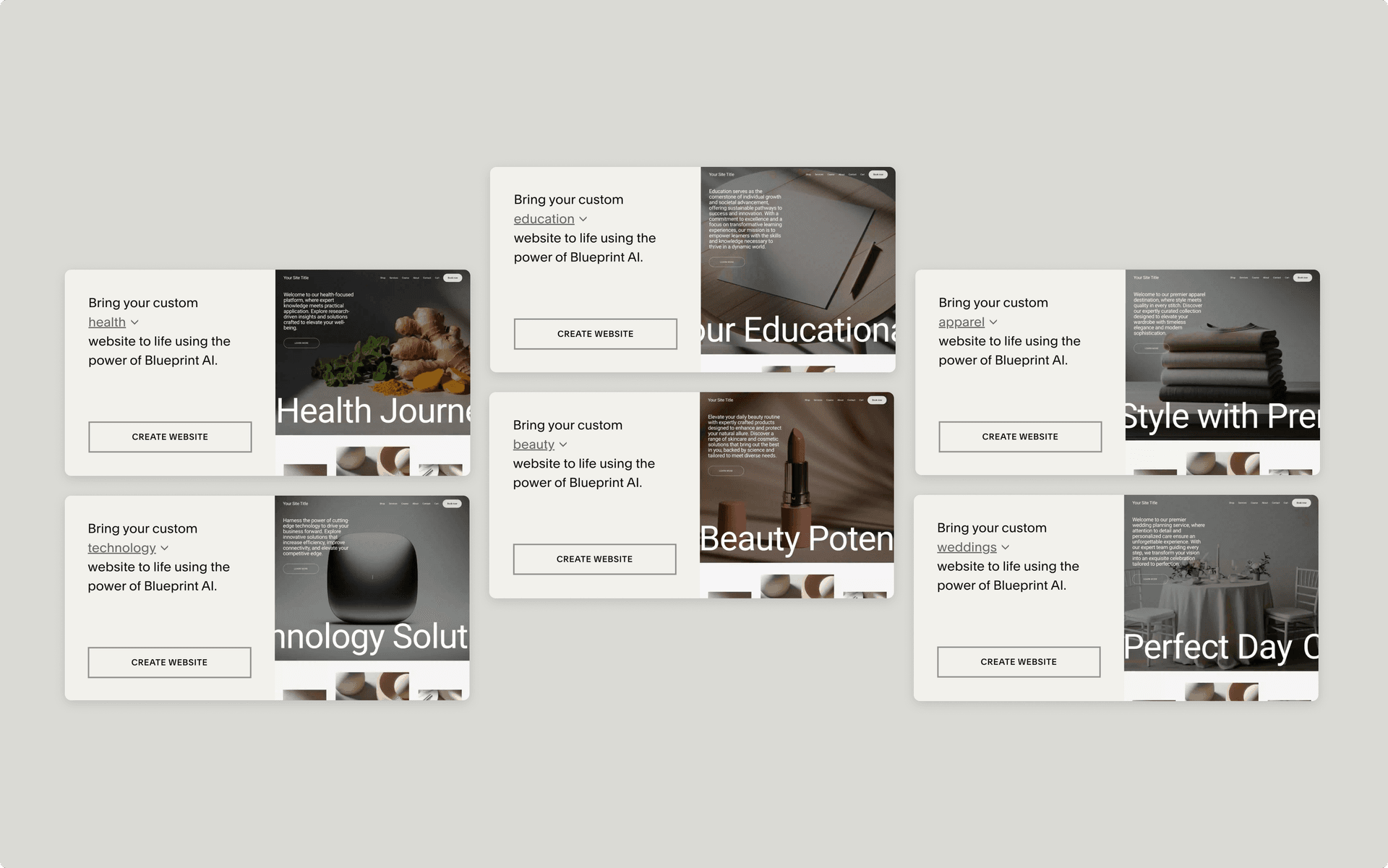 The AI preview pattern rendering across several different industry verticals.